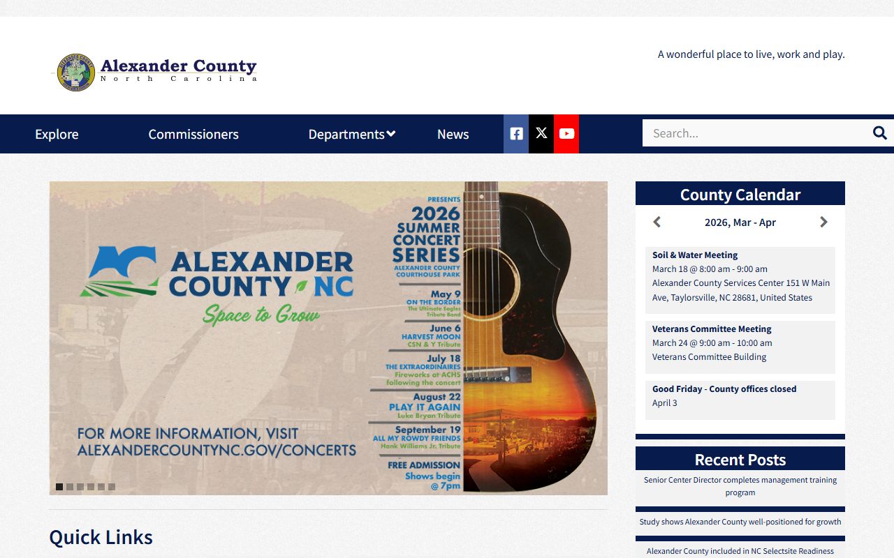 Alexander County government website for unclaimed money resources