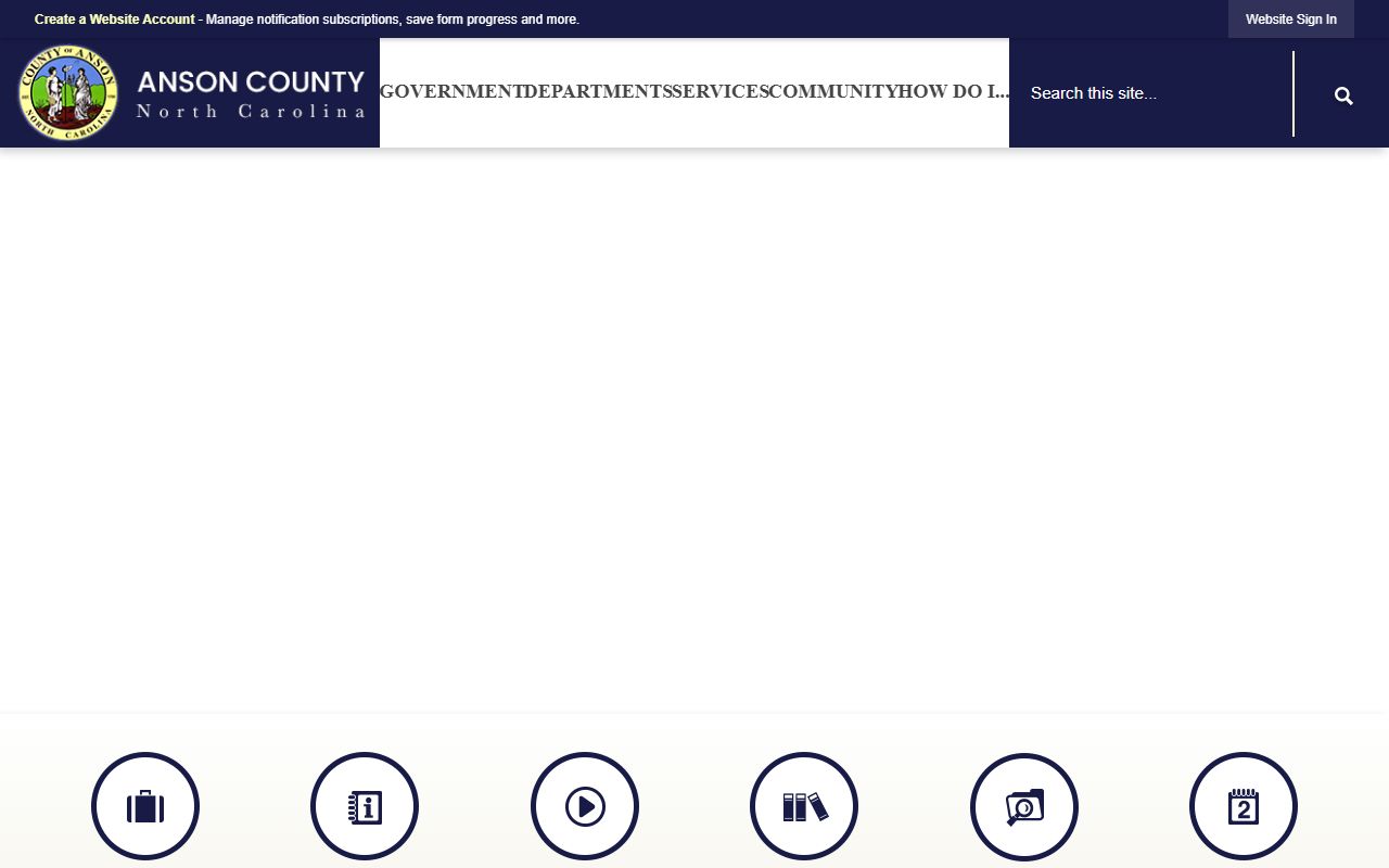 Anson County government website with tax foreclosure and unclaimed money information