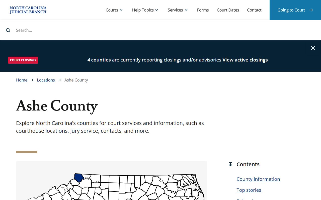 Ashe County Clerk of Superior Court page for surplus funds and unclaimed property