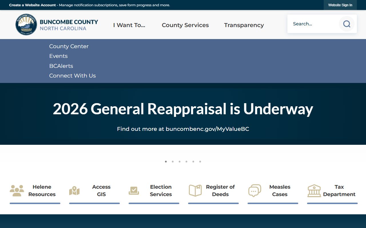 Buncombe County government website for public records and unclaimed money resources