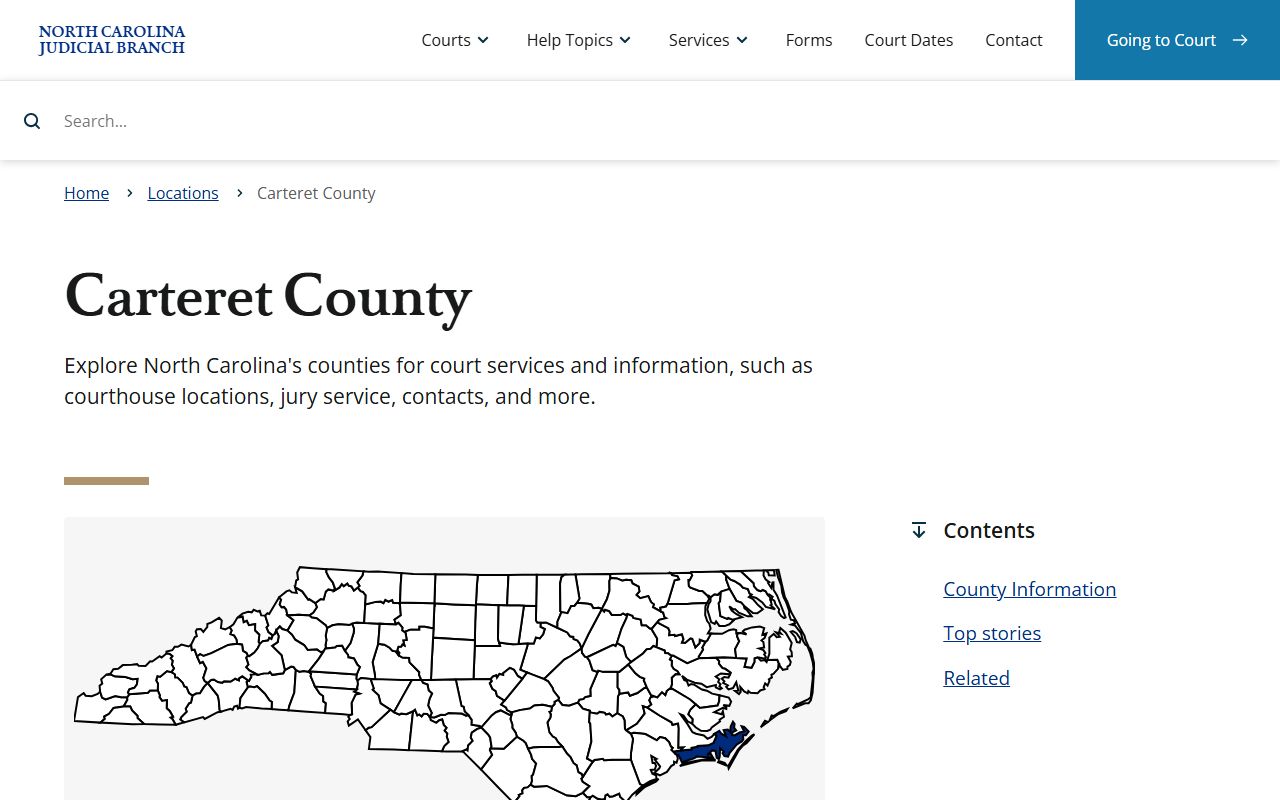 Carteret County Clerk of Superior Court website for surplus funds and unclaimed money