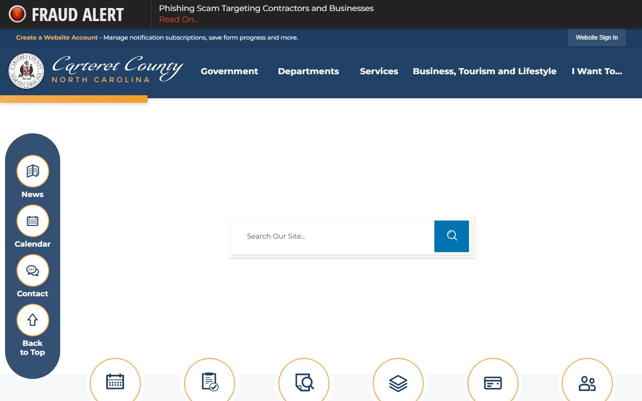 Carteret County government website for public records and county services