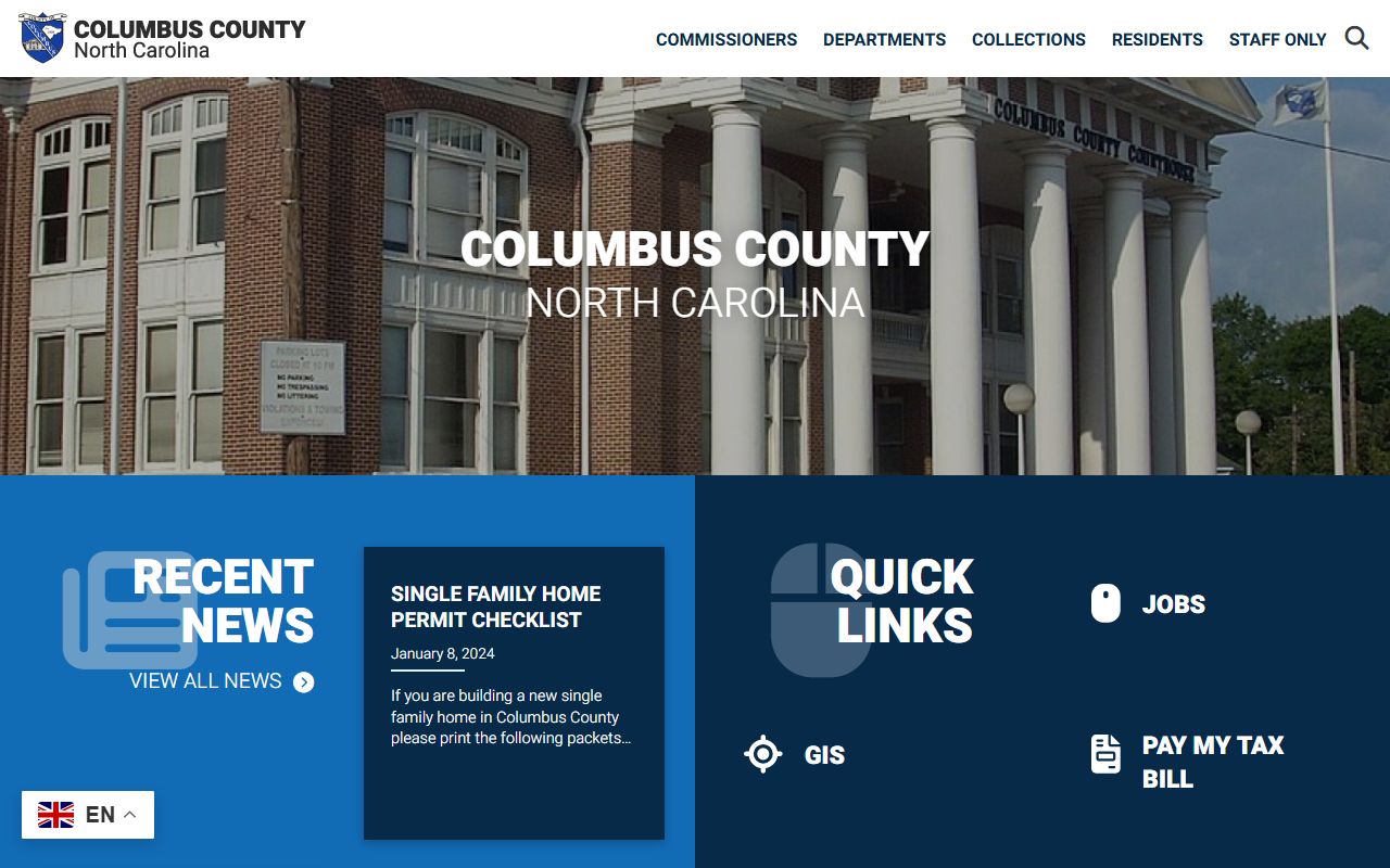 Columbus County government website for property records and unclaimed money