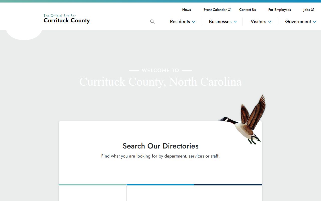 Currituck County government Clerk of Court page for unclaimed money and records