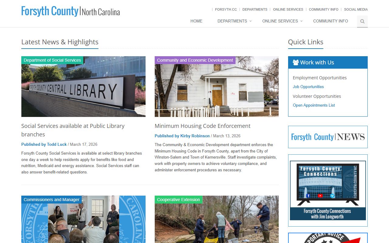 Forsyth County government website for public records and unclaimed money resources