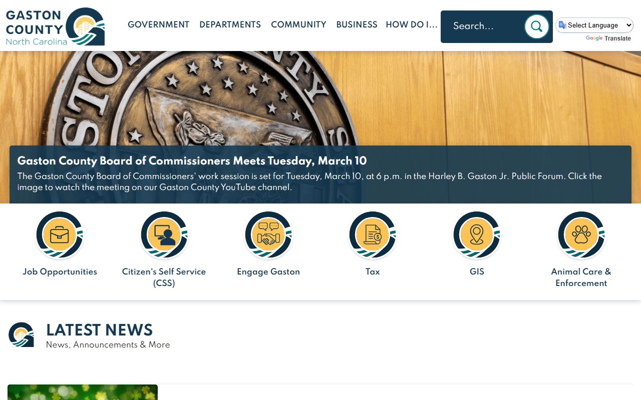 Gaston County government website for public records and unclaimed money resources