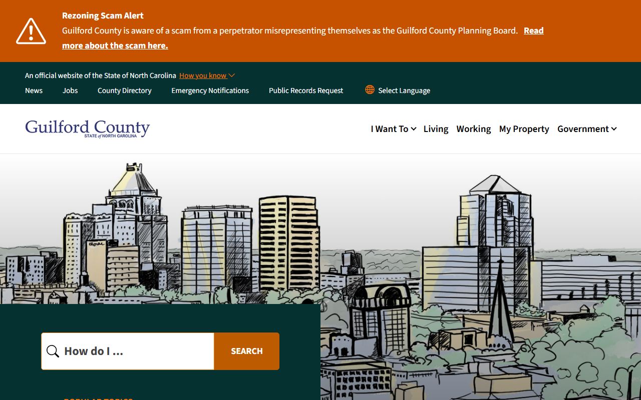 Guilford County government website for property records and unclaimed money research