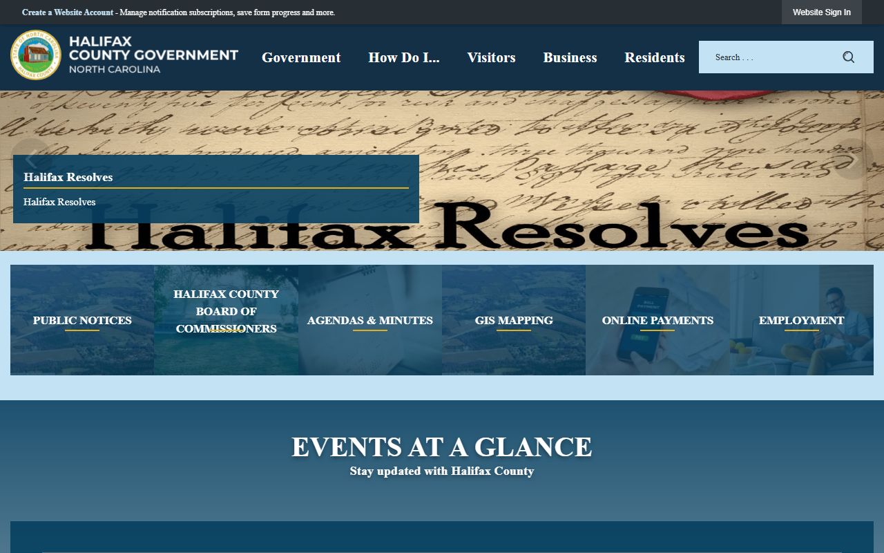 Halifax County government website for property records and unclaimed money research