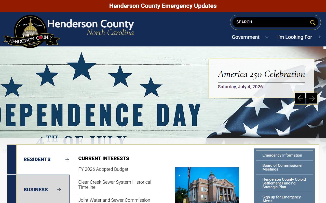 Henderson County government website for property records and unclaimed money research
