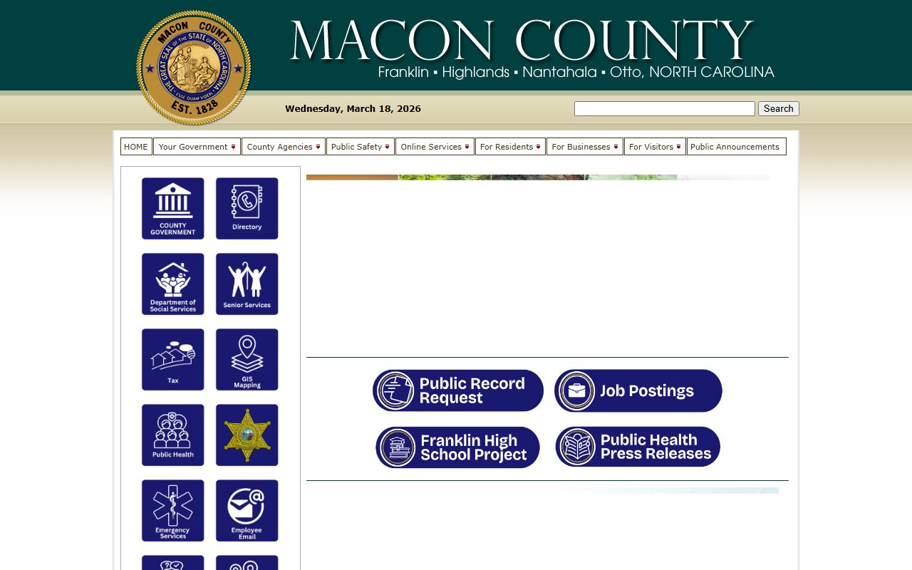 Macon County government website for public records and unclaimed money resources