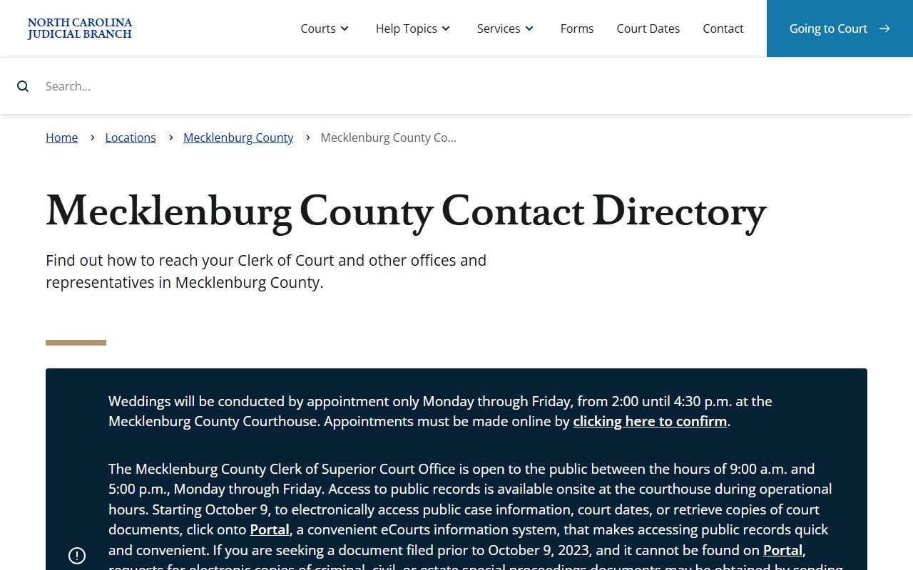 Mecklenburg County Clerk of Superior Court website for unclaimed money and surplus funds