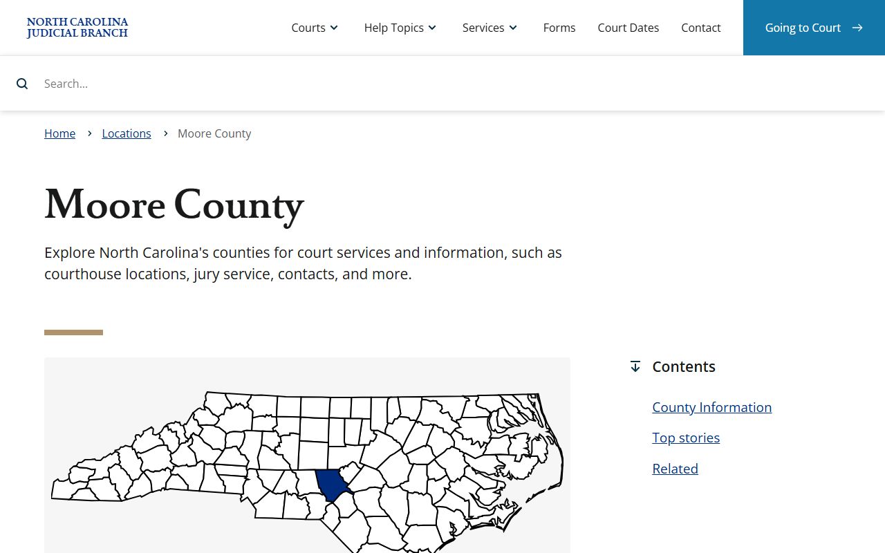 Moore County Clerk of Superior Court website for surplus funds and unclaimed money