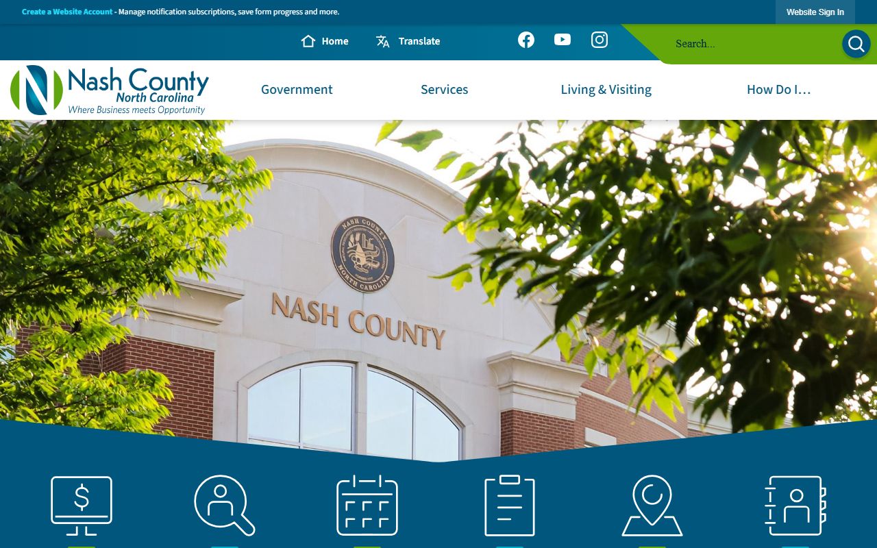 Nash County government website for property records and unclaimed money research