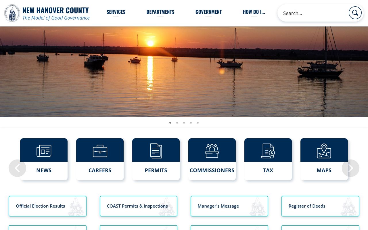 New Hanover County government website for property records and unclaimed money research