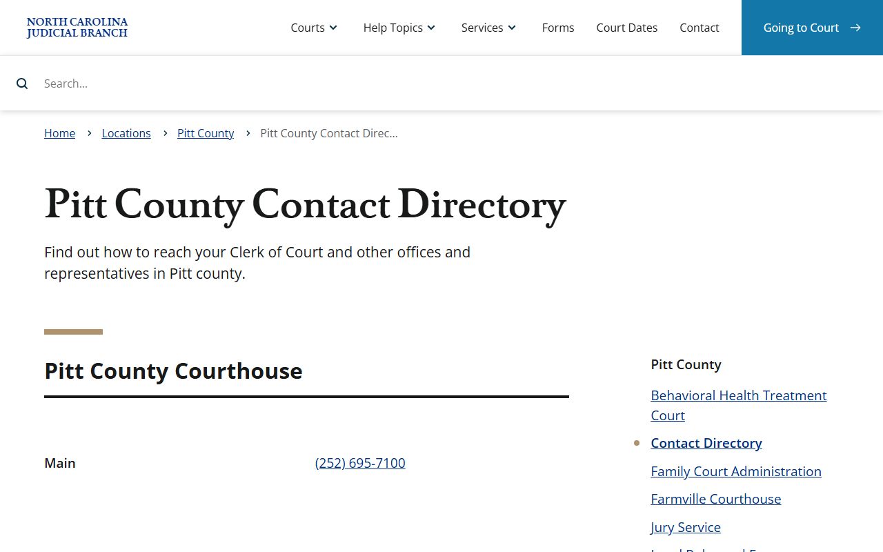 Pitt County Clerk of Superior Court website for surplus funds and unclaimed money
