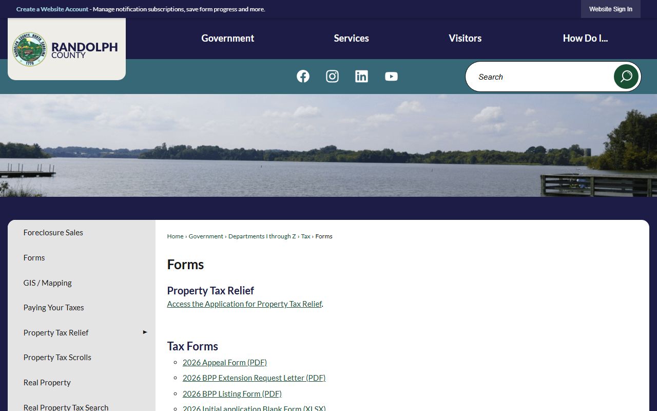 Randolph County Tax office website for property records and unclaimed money research