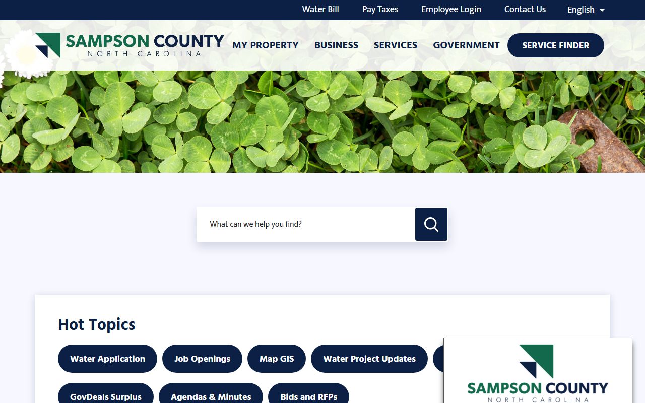 Sampson County government website for property records and unclaimed money research