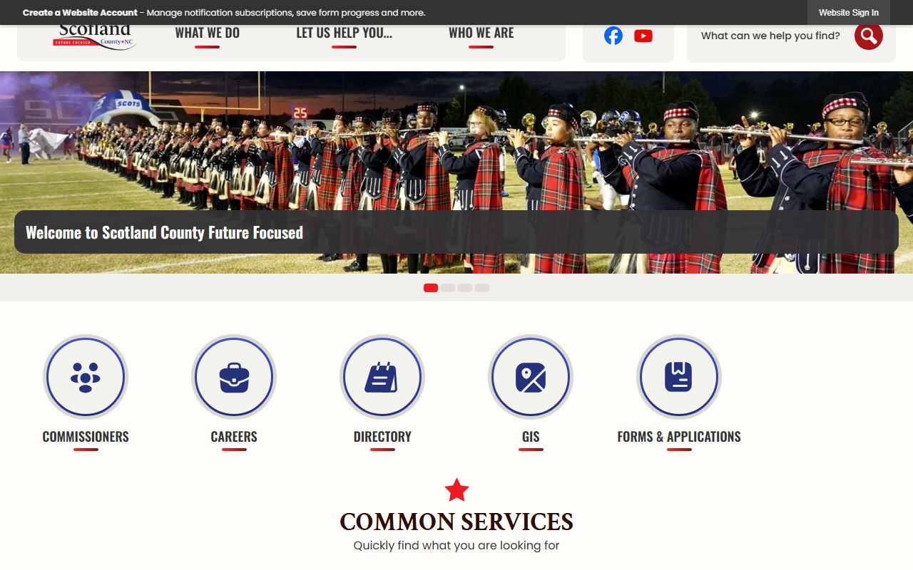 Scotland County government website for property records and unclaimed money research