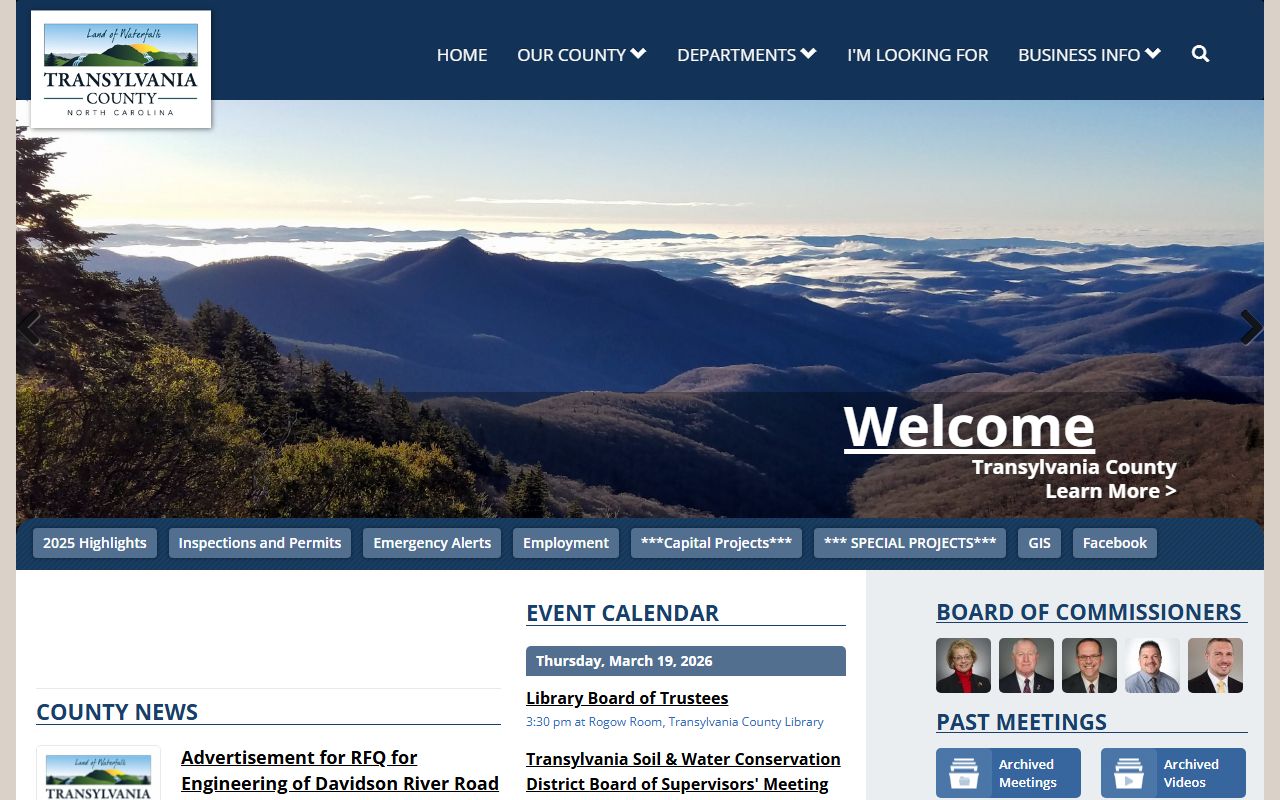 Transylvania County government website for property records and unclaimed money research